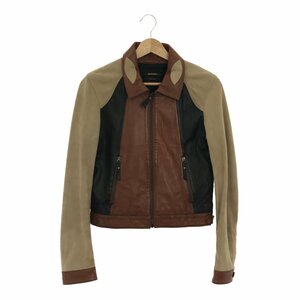 DIESEL ディーゼル 【lay957D】 Black Gold ブラックゴールド レザーシングルライダース ジャケット スウェード レディース S