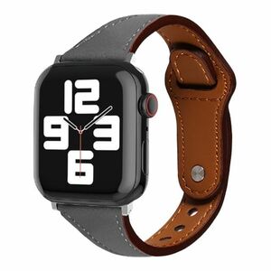 ★38mm~40mm|Apple Watch|革バンド|ダークグレー★ レザー/スリム/ユニセックス/本革/ベルト/おしゃれ/スタイリッシュ [匿名配送 毎日発送]