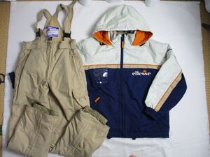 BG116【ellesse・エレッセ】調節有り　ロゴ刺繍　中綿入り　スノーウエアー　スキー　スケボー　男女児　濃青・灰　150