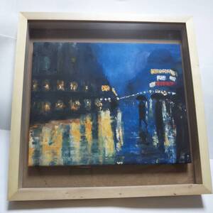 レッサー・ユリィ 《夜のポツダム広場》 複製画 木製ボックスフレーム入り Lesser Ury《Potzdammer Platz》