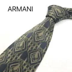 GIORGIO ARMANI ネクタイ　グレー　カーキ総柄　高級シルク100%