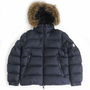 美品□18-19AW MONCLER/モンクレール MARQUE コヨーテファー フーデッド WZIP ダウンジャケット/パファージャケット ネイビー 0 正規品