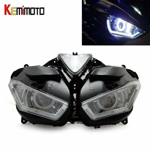 KEMiMOTOー ヤマハ YZF R25 R3 2013-2017 オートバイヘッドライト天使悪魔アイ HID プロジェクターヘッドライト R25 R3 BlueEY