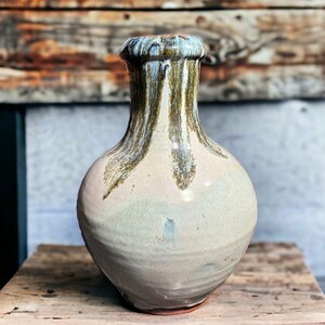 【FU10】なまこ釉 壺 丸壺 フラワーベース 花瓶 花入れ 花器 陶器 古美術 骨董品