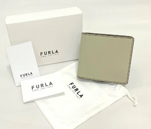 ☆良品　FURLA　フルラ　三つ折り 財布　レザー　グレー 系　MP00029 AX0733　保存袋 ＆ 箱 付き