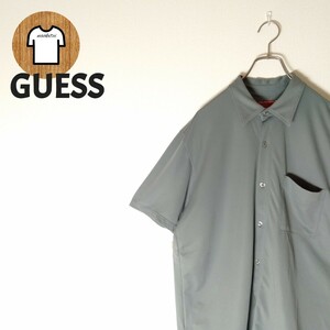 【GUESS 半袖シャツ M 1ポケット 伸縮性 海外古着 A827】