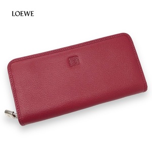 【IT9ECDG02ZES】超美品 LOEWE ロエベ アナグラム レザー ラウンドファスナー 長財布