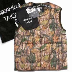 23AW【タグ付・新品・定価9,900円】GRAMICCI×TAION INNER DOWN VEST XS LEAF CAMO G3FU-J100-TG グラミチ タイオン ベスト ユニセックス