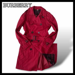 BURBERRY LONDON バーバリー ロンドン　トレンチコート ロング丈 現行品　チェック柄 ボルドー Mサイズ　メンズ　d126