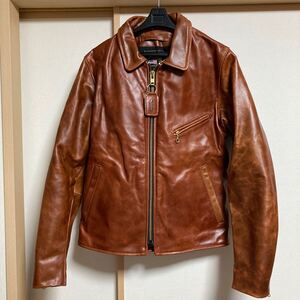 【美品】VANSON ENF バンソン エンフィールド シングルライダース レザージャケット ブラウン サイズ36 USA製 