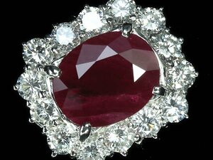 IMO11962T【1円～】新品【RK宝石】《Ruby》モザンビーク産 天然ルビー 特大4.26ct 極上ダイヤモンド 総計1.66ct Pt900 超高級リング ダイヤ