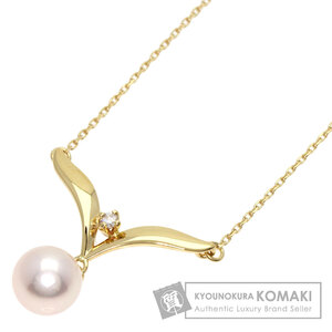 MIKIMOTO ミキモト パール 真珠 1P ダイヤモンド ネックレス K18イエローゴールド レディース 中古