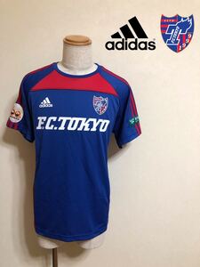 【美品】 adidas FC TOKYO アディダス FC東京 ユニフォーム 東京都民銀行 非売品 トップス トレーニング ウェア サイズXO 半袖 青赤 O35001