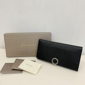 BVLGARI ブルガリ 長財布 ロゴクリップ 30412 美品ブラック レザー シルバー金具