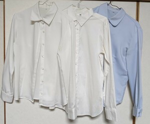 【送料無料・中古】レディース　ブラウス　シャツ　3枚セット　Mサイズ　長袖　事務服　ユニクロ