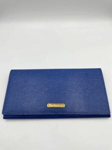 極美品　バーバリー　長財布　ブルー　小銭入れ付き　メンズ　レディース　二つ折り財布　カードケース　コインケース