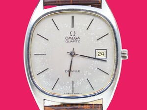 ■♪価格高騰! 資産価値！ 稼働 電池新品 メンズ ビンテージ 高級超レア！ OMEGA オメガ Deville デビル デート クオーツベルト新品