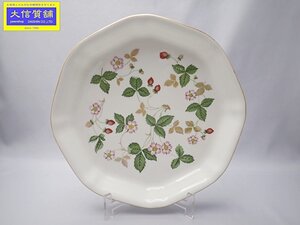 WEDGWOOD ウェッジウッド ワイルドストロベリー オクタゴナルディッシュ プレート 24.5cm 中古A 【送料無料】 D-2242