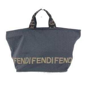 ジャンク品◆FENDI フェンディ ヴィンテージ トートバッグ◆ ブラック ナイロンキャンバス ロゴ レディース bag 鞄