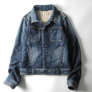 ヤヌーク YANUK DENIT JEAN JACKET デニット ジーンジャケット Gジャン フェイクデニム 洗える インディゴ XS 日本製 l0213-13