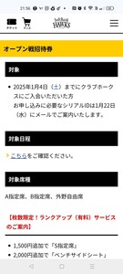 送料無料　ソフトバンクホークス　2025オープン戦ペアチケット