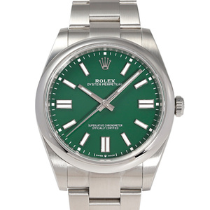 ロレックス ROLEX オイスターパーペチュアル 41 124300 グリーン文字盤 中古 腕時計 メンズ