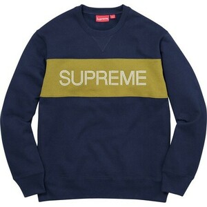 シュプリーム　Supreme Zig Zag Stitch Panel Crewneck　NAVY　M　シュプリーム　クルーネック