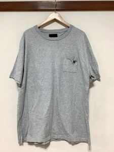 み1354 NUMBER(NI)NE DENIM ナンバーナインデニム 半袖Tシャツ ポケットTシャツ L カットソー グレー 志風音 オーバーサイズ