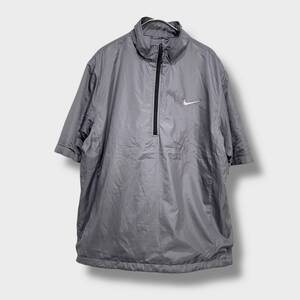 ☆送料無料☆NIKE GOLF☆ハーフジッププルオーバー☆半袖☆マイクロパフ☆ツアーパフォーマンス☆グレー☆００ｓ☆Ａ２５Ｍ