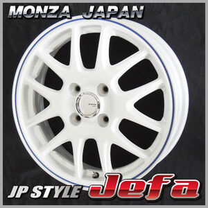 送料無料 155/65R14 ブリヂストン タイヤセット N-BOX タント スペーシア JP-STYLE JEFA ホワイト/ブルーライン