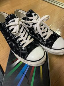 難有★エイプ★BAPESTAR★オールスター型★黒×星柄★25.5cm