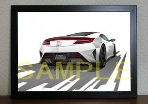 HONDA ホンダ NSX TypeS リア デジタルイラスト 自動車アートA4