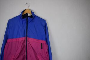 グッドカラー◎ビンテージ90s patagonia パタゴニアフルジップフェザーウェイトナイロンジャケットMブルー×ピンクアウトドアh21933