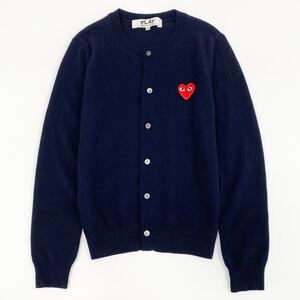 Wa20 PLAY COMME des GARCONS プレイコムデギャルソン PLAY CARDIGAN RED HEART AZ-N007 ニットカーディガン ウール S ネイビー レディース