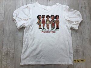 YI HUAHUA ER レディース ドーリーディングルプリント ボリューム袖 Tシャツ 白