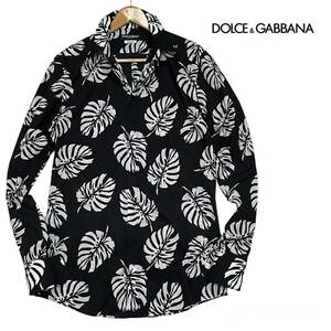 ★極美品 DOLCE&GABBANA ドルチェ&ガッバーナ ドルガバ ボタニカル柄 総柄 薄手 長袖シャツ 15 1/2 39サイズ★