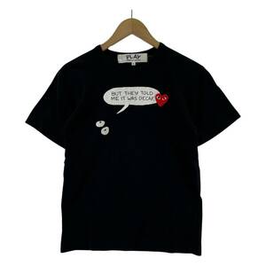 ゆうパケットOK PLAY COMME des GARCONS プレイコムデギャルソン プリント クルーネック 半袖Ｔシャツ sizeS/ブラック