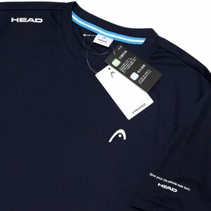 ●送料390円可能商品 ヘッド HEAD 新品 メンズ 吸汗速乾 ドライ 抗菌防臭 半袖 Tシャツ 紺 Lサイズ [1242195C2H-74-L] 一 三 弐★QWER