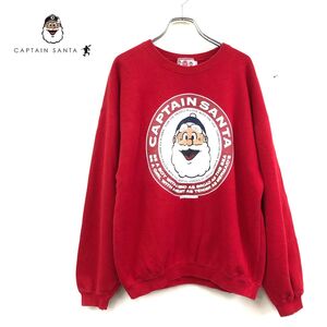 1O1878-W-N◆CAPTAIN SANTA キャプテンサンタ トレーナー スウェット 長袖 オーバーサイズ カジュアル ポップ◆size:M レッド コットン