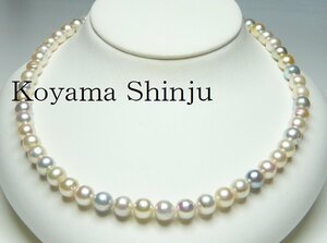 新品★小山真珠★１円～人気商品！絶品カラー！マルチあこや本真珠パールネックレス