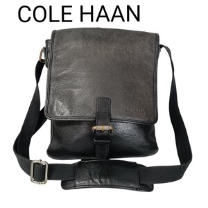 Y922-1 COLE HAAN コールハーン ショルダーバッグ 斜めがけ 革レザー 黒ブラック