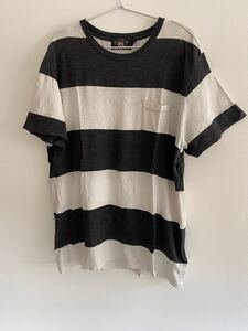 RRL ブラックインディゴ　ワイドボーダー　Tシャツ Lサイズ　ラルフローレン　デニム　スウェット