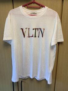 正規 20SS VALENTINO ヴァレンティノ VLTN マルチカラー 手書き ロゴ クルーネック Tシャツ 白 S VV3MG10V746