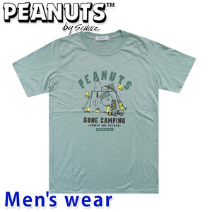 スヌーピー 半袖 Tシャツ メンズ PEANUTS 犬 プリント グッズ S1122-286B Lサイズ GR(グリーン)