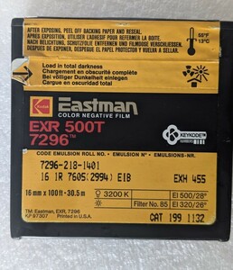 コダック16mm Color Negative Film Eastman EXR 500T 7296ネガフィルム 16ミリ 100FT 30.5m Kodak