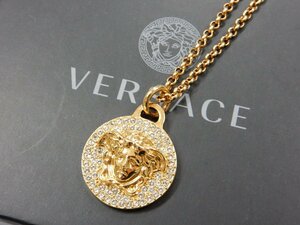 ヴェルサーチェ VERSACE ヴェルサーチ メデューサ ネックレス ゴールド ラインストーン メンズ