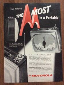 即決【mid-century advertising/LIFE/POST/広告705】MOTOROLA/モトローラ/テレビジョン/ミッドセンチュリー/アメリカンカルチャー