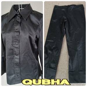 QUBHA ◆ シャツ & パンツ セット M サイズ BLACK 綿 52% Made in ITALY ◆ クバ ◆ レディース 