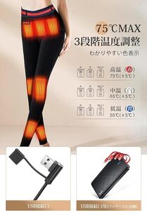 電熱パンツ ヒーターパンツ 22800mAhバッテリー付 電熱ウェア 3段温度調整 75℃MAX 16時間連続発熱 洗える L