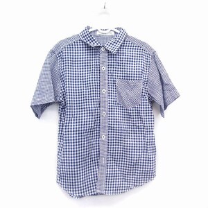 エムピーエス MPS 子供服 シャツ ブラウス 半袖 コットン 綿 ギンガムチェック 柄 130 ブルー 青 /HT20 キッズ